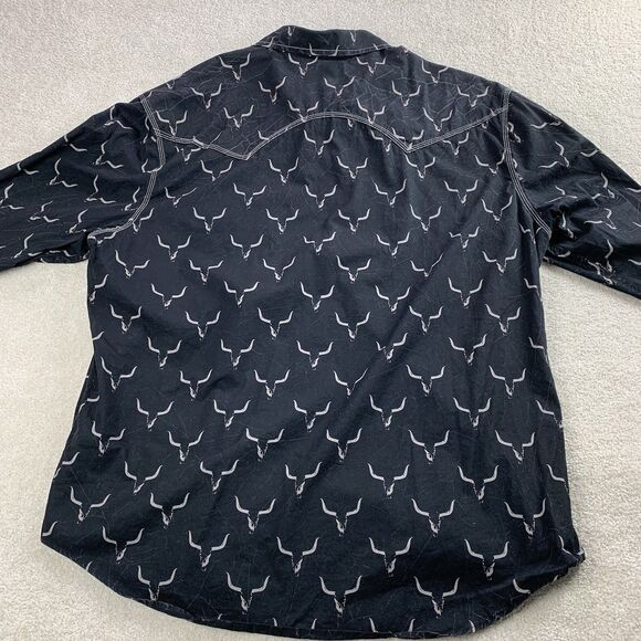 Rock & Roll Shirt Men XXL Steer All Over Print Western Pearl Snap Cowboy Rodeo - Picture 4 of 11
